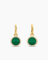 Petite DY Elements® Drop Earrings in 18K Yellow Gold with Malachite and Diamonds, 22.6mm